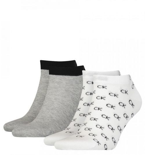 CALVIN KLEIN - 2PACK Eduardo biele členkové ponožky s logom CK