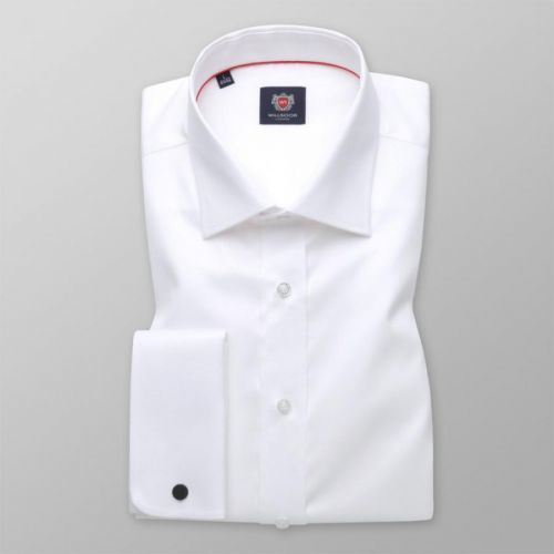 Pánska košeľa klasická bielej farby s hladkým vzorom 11390
