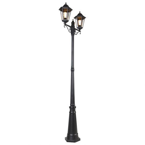 Vonkajší lampáš čierny 220 cm 2-svetelný IP44 - New Orleans