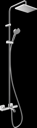 Hansgrohe Vernis Shape - Sprchový/vaňový systém, termostatický, hlavová sprcha + ručná sprcha, Chróm 26284000