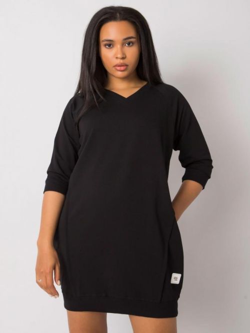 Čierne plus size šaty s vreckami jedna velikost
