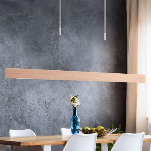 Závesné LED svietidlo Lise, prírodný dub 158 cm