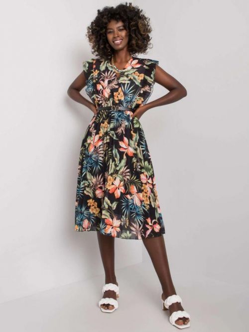 Čierne šaty s potlačami jedna velikost