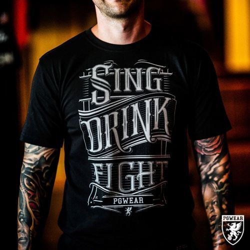 Triko PGwear Sing Drink Fight - čierne, XL