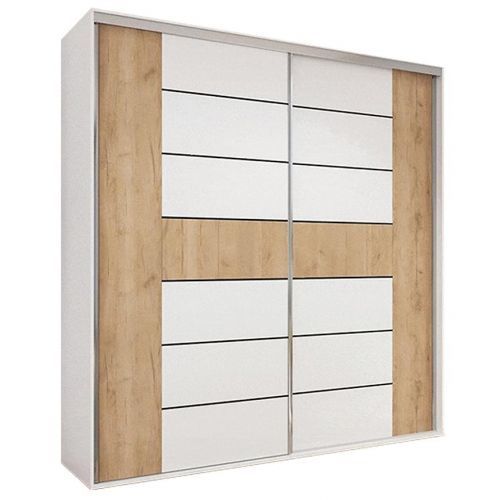 Skriňa Nela A18 Biely/kraft zlatá/Lacobel Biely