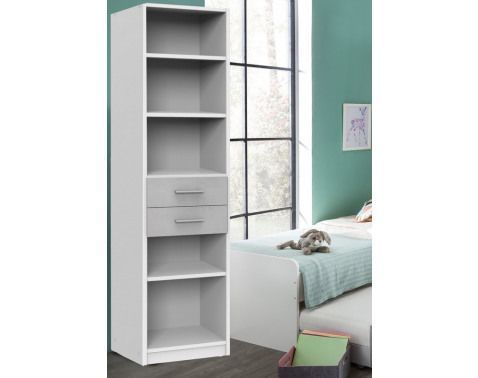 Regál so zásuvkami Joker, biely/sivý betón%