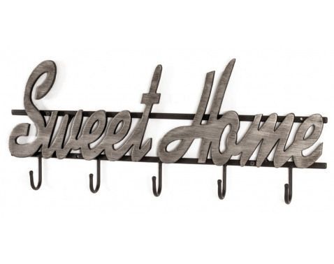Kovový nástenný vešiak Sweet Home, vintage efekt%