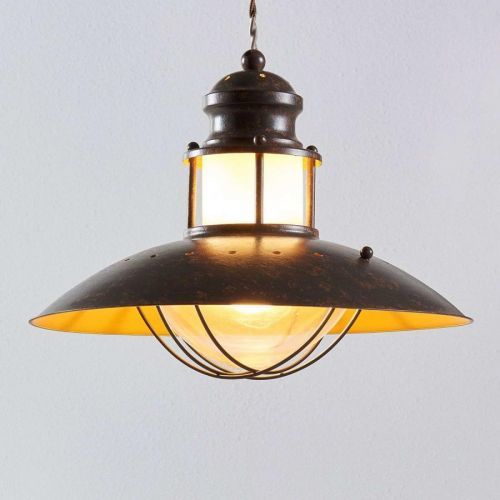 Rustikálna závesná lampa Louisanne v hnedej