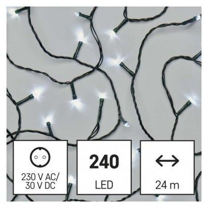 LED vianočná reťaz, 24 m, vonkajšia aj vnútorná, studená biela, časovač