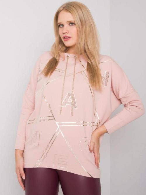 Špinavo ružová plus size blúzka s potlačou a aplikáciou jedna velikost