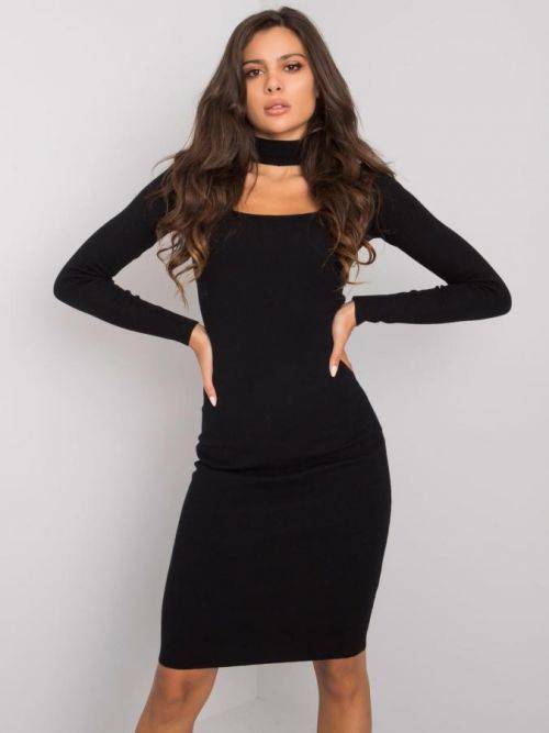 OCH BELLA Čierne pletené šaty jedna velikost