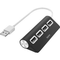 USB 2.0 hub Hama 4 porty, 22 mm, čierna