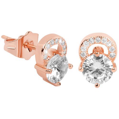 Troli Ružovo pozlátené trblietavé náušnice s čírymi kryštálmi