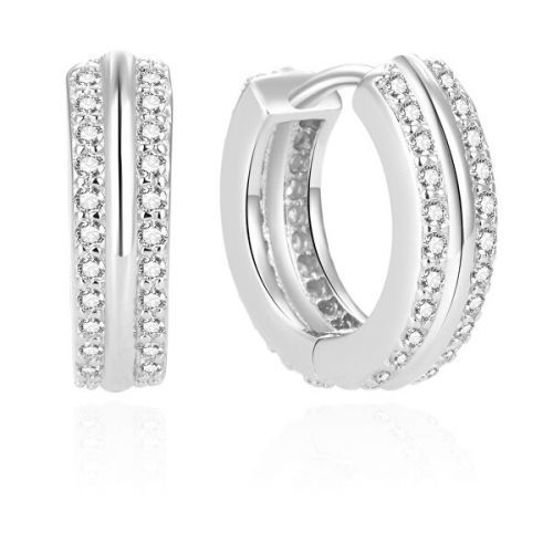 Beneto Strieborné kruhové náušnice so zirkónmi AGUC2378L