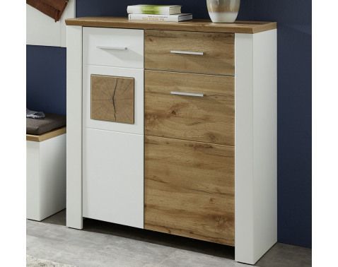 Úložná komoda/ botník Materio, dub/biela%