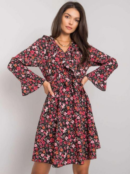 Čierno-červené šaty s opaskom jedna velikost