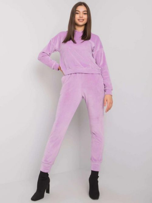 Fioletowy dwuczęściowy damski komplet welurowy 38