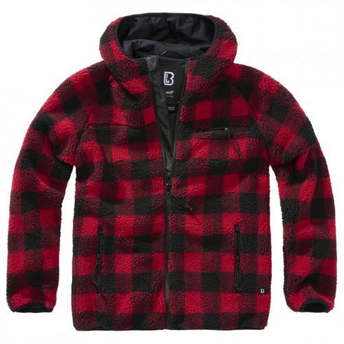 Bunda fleecová Brandit Teddyfleece Worker - červená-čierna, 3XL