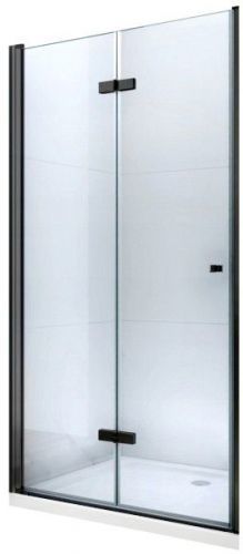 MEXEN - Lima sprchové dvere zalamovacie 70 cm, transparent, čierna so stenovým profilom 856-070-000-70-00