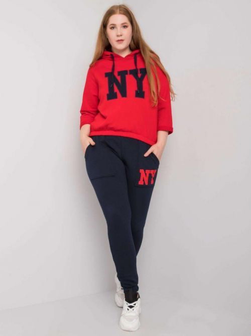 Červená a tmavomodrá súprava s nohavicami S/M