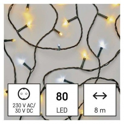 LED vianočná reťaz blikajúca, 8 m, vonkajšia aj vnútorná, teplá/studená biela, časovač