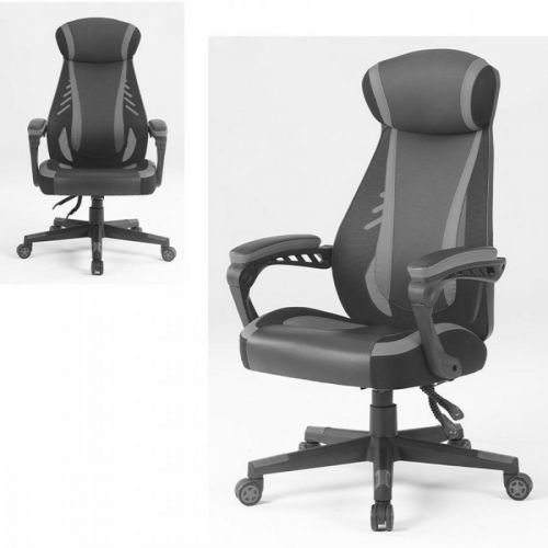 AUTRONIC KA-Y213 GREY Kancelárska stolička, sivá mesh sieťovina + ekokoža, hojdací mechanizmus,plastový kríž