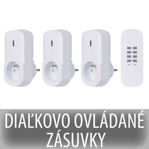 Diaľkovo ovládané zásuvky - 3 zásuvky + 1 diaľkový ovládač - biele