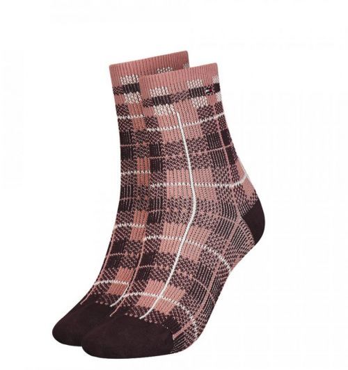 TOMMY HILFIGER - disruptive check brown ponožky