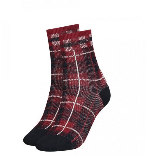 TOMMY HILFIGER - disruptive check navy&red ponožky