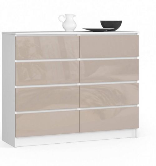 Komoda Kuba 120 cm 8 zásuviek biela/cappuccino