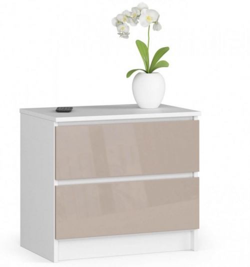 Komoda Kuba 60 cm - 2 zásuvky biela/cappuccino