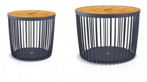 Set 2 univerzálních košů CLEON s bambusovými víky 50+100l antracit