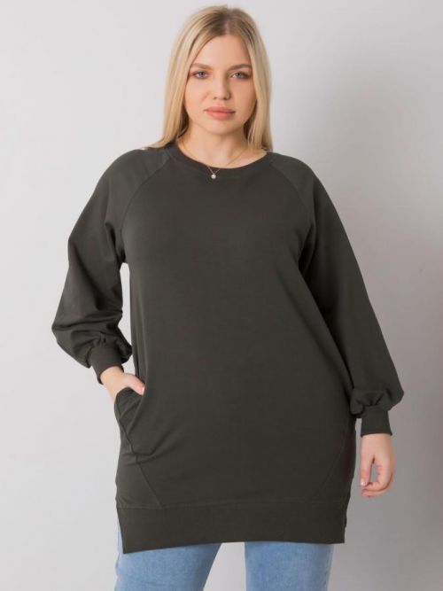 Tmavo khaki bavlnená mikina pre ženy plus size jedna velikost