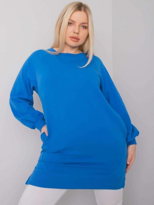 Tmavo modrá bavlnená mikina pre ženy plus size jedna velikost
