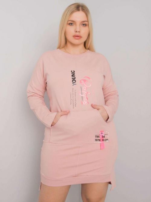 Dirty pink plus size dámske šaty s vreckami jedna velikost