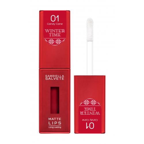 Gabriella Salvete Winter Time Matte Lips 4,5 ml rúž pre ženy 01 Candy Cane tekuté linky; Cruelty free