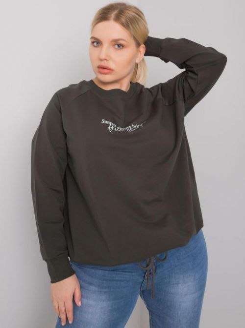 Tmavo khaki dámska mikina plus size jedna velikost