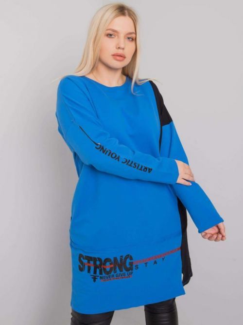 Tmavo modrá tunika plus size s dlhým rukávom jedna velikost