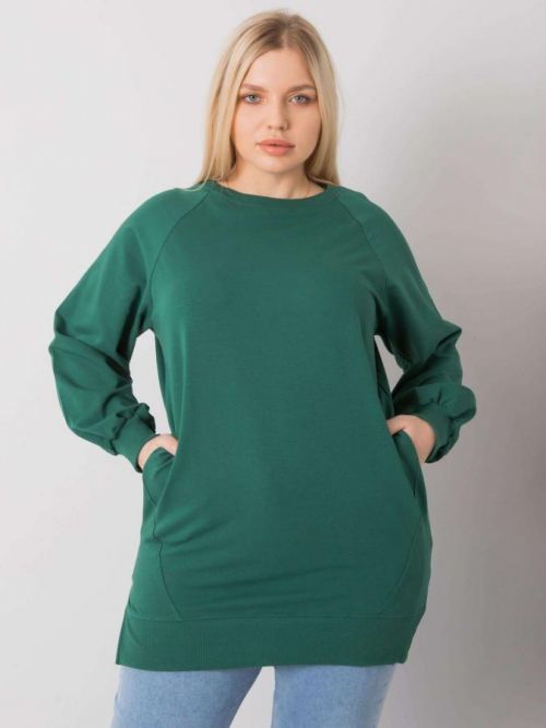 Tmavo zelená bavlnená mikina pre ženy plus size jedna velikost
