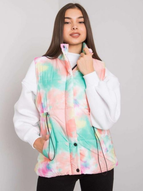 Zeleno-oranžová Ombré vesta s kapucňou M