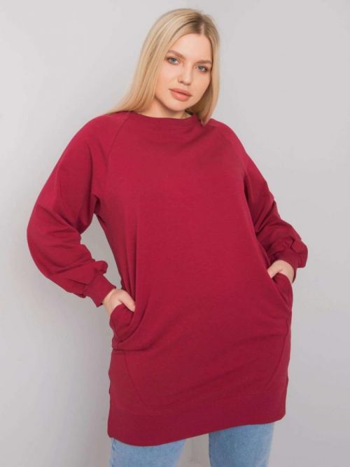 Dámska bavlnená plus size mikina v bordovej farbe jedna velikost