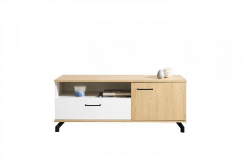 Meblar  RTV stolík  Madison MD8 Farba: biely lux / dub biskoptovy