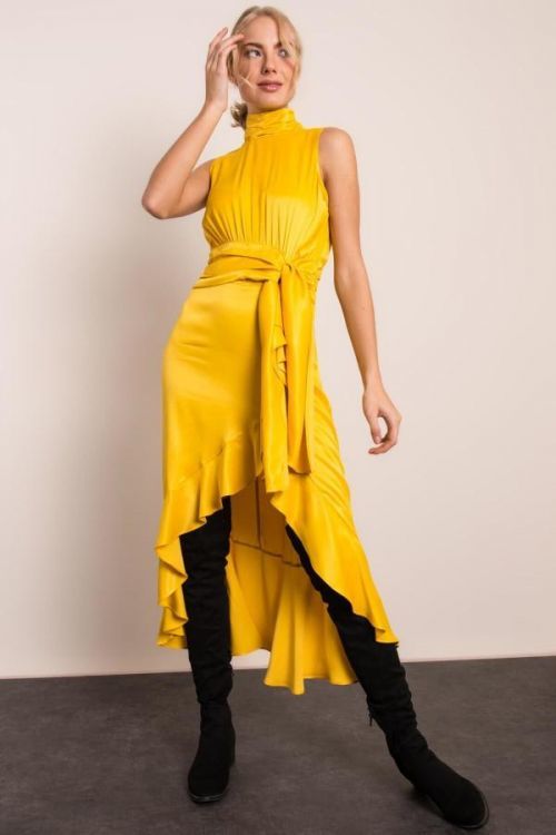 Dámske šaty s dlhšou zadnou stranou 14234 - BSL Hořčice L