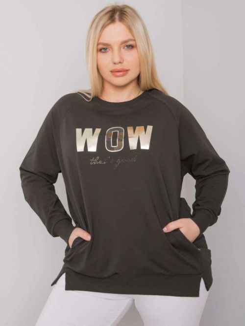 Tmavo khaki plus size blúzka s vreckami jedna velikost