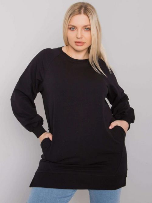 Čierna bavlnená dámska mikina plus size jedna velikost