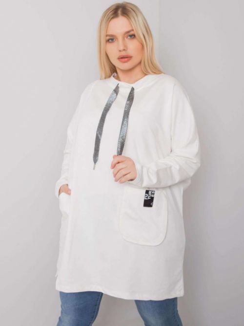 Ecru plus size tunika s vreckami jedna velikost