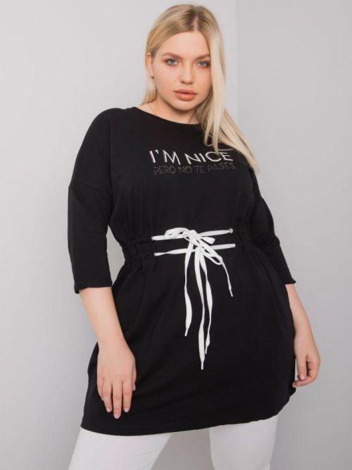 Čierna plus size tunika s nápisom jedna velikost