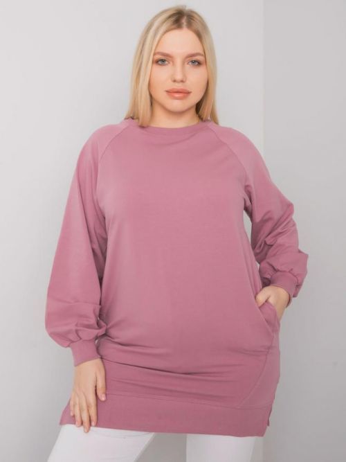 Špinavo ružová bavlnená mikina pre ženy plus size jedna velikost
