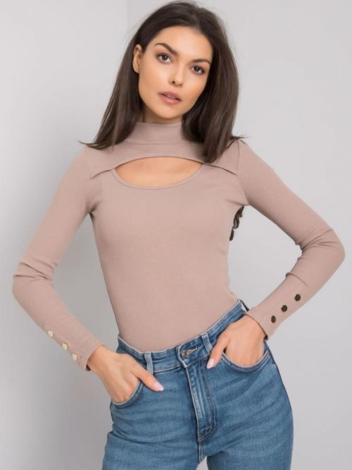 Tmavo béžová blúzka s rolákom S