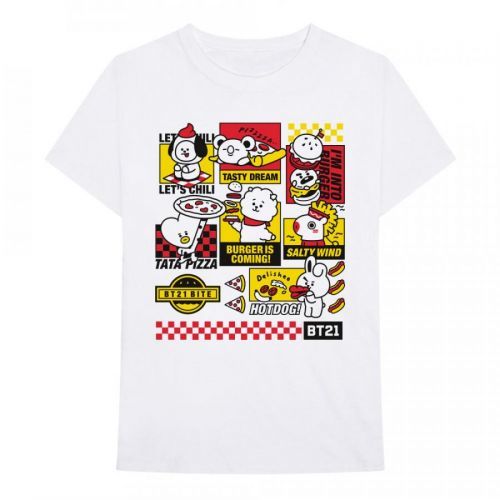 BTS - Tričko Bite Fast Food - Muž, Unisex, Biela, L